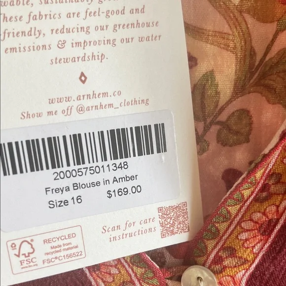 Arnhem Orange Burgundy and Cream Floral Blouse - Picture 10 of 10